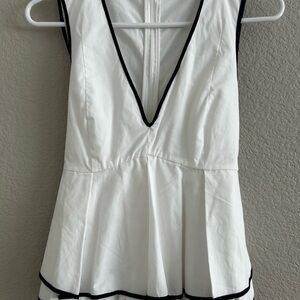 Zara White Blouse with Black Trim